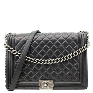 Chanel  Boy Flap Large Quilted Leather Crossbody Bag Black
